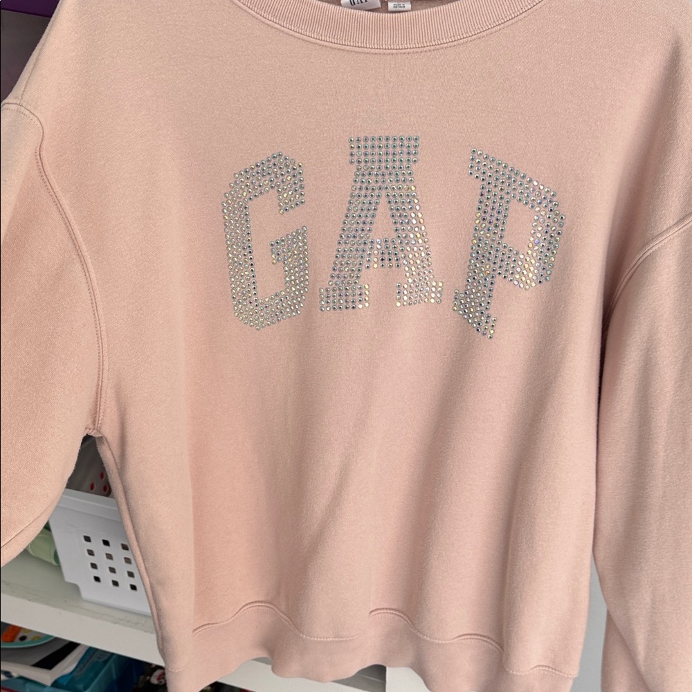 GAP Light Pink Sweatshirt with Sparkling Logo size M